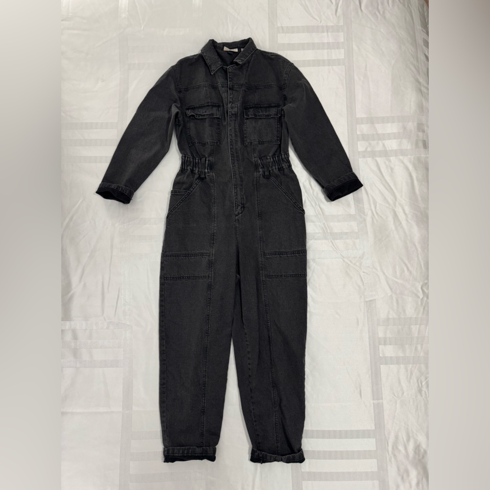 Black Denim Utility Jumpsuit